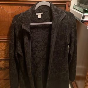 Black zip up sweater with paisley print